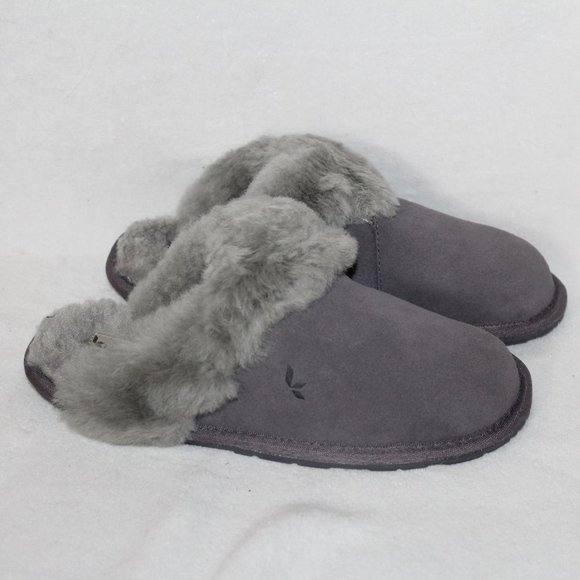 NEW UGG KOOLABURRA GRAY‎ FUR SUEDE SLIPPERS - Picture 1 of 8